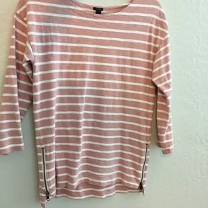 J. Crew Striped Zipper Top